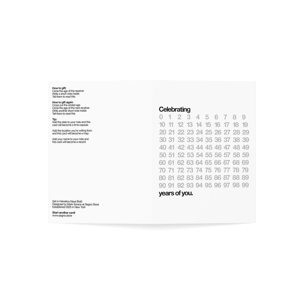 Anno Dopo Anno - Birthday Card - White